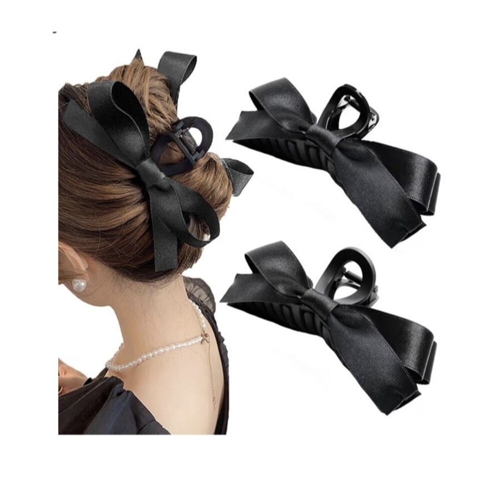 Bow Claw Clips, Matte Silky Satin Bows for Thin, Thick, or Curly Hair NIP